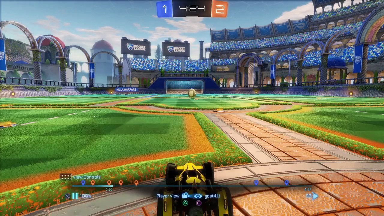 Rocket League full court ceiling arial goal