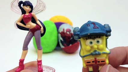 Play-Doh Eggs Spiderman Surprise Eggs Playdough Spider-Man Eggs Winx Club SpongeBob