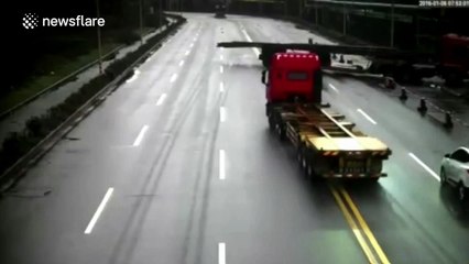 This driver thought her car would fit under these metal bars...