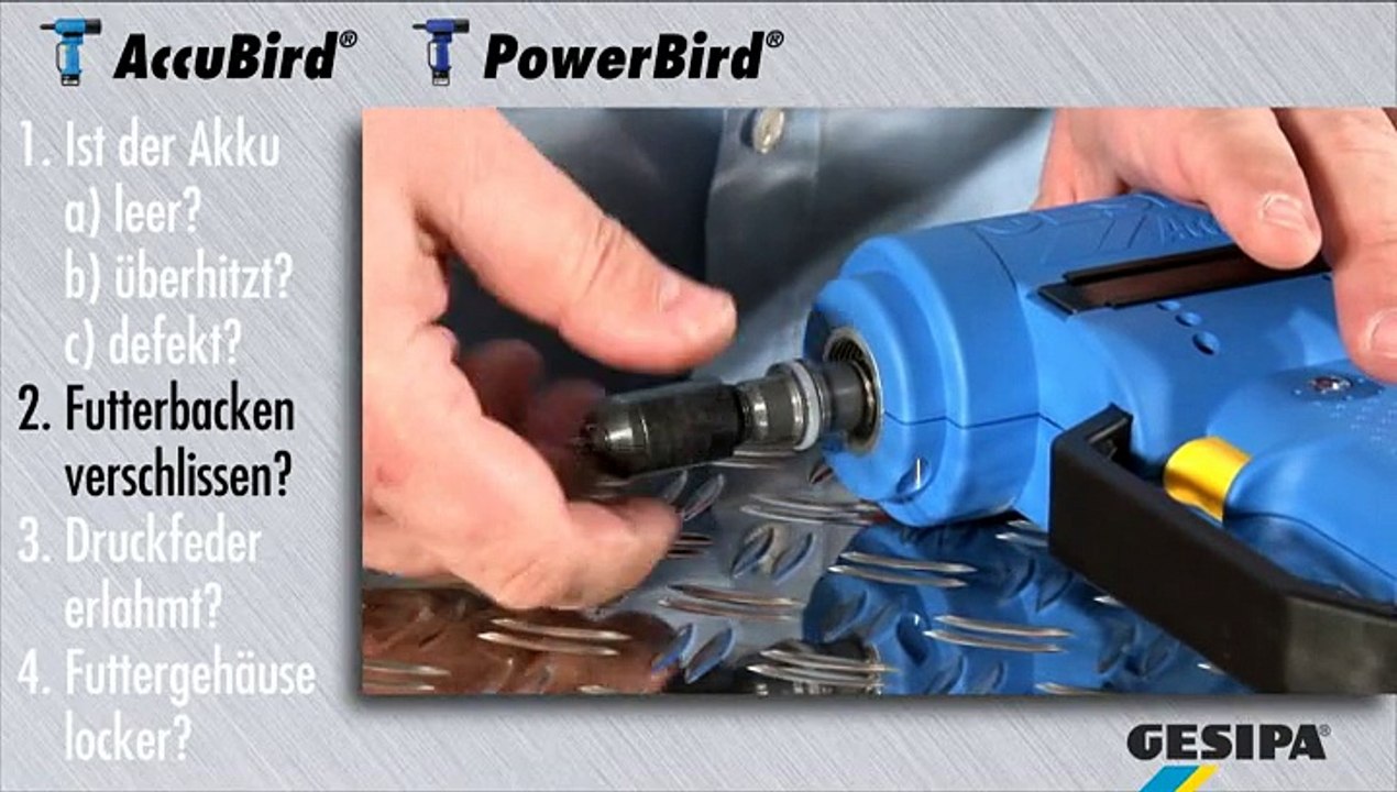 GESIPA Bird: Blindniet wird nicht gesetzt (Deutsch)
