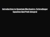 PDF Download Introduction to Quantum Mechanics: Schrodinger Equation And Path Integral PDF