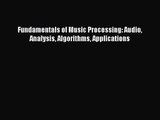 Fundamentals of Music Processing: Audio Analysis Algorithms Applications [PDF Download] Fundamentals