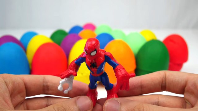 LEARN COLORS for Children w Play Doh Surprise Eggs Spiderman Cars 2 HULK McQueen Toys Playdough HD