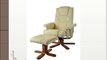 Artificial PU Leather Reclining Office Desk Computer Chair with Foot Stool Beige