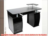 Miadomodo Computer Desk with an Extendible Keyboard Shelf (Black) Home Office Table Workstation