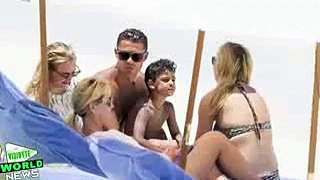 Cristiano ronaldo s son shows off football skills on the beach