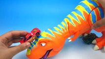 Extreme Dinosaur T-Rex vs Disney Pixar Cars Lightning McQueen, Tow Mater and Ramone!! Toys Story