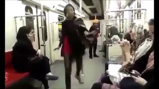 rebel girl iran dancing in train