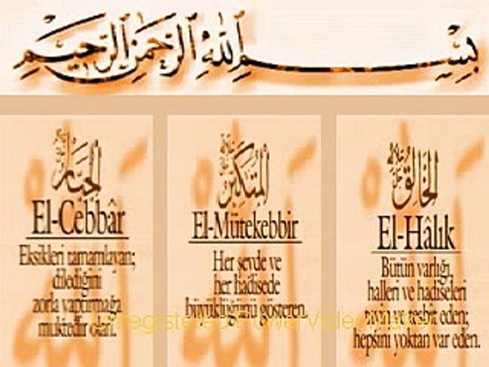 Allah'ın Güzel isimleri Esma'ül Hüsna