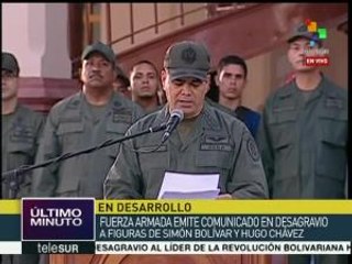 Venezuela: FF.AA. emiten comunicado en desagravio a Bolívar y Chávez