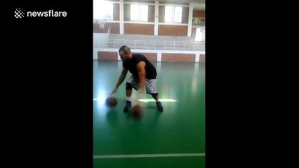 Man shows off incredible basketball tricks
