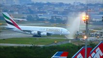Primeiro voo do A380 da Emirates em guarulhos (Brasil)