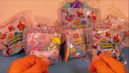 2001 NICKELODEONS SPONGEBOB SQUAREPANTS SET OF 7 BURGER KING KIDS MEAL TOYS VIDEO REVIE