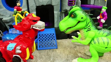 Joker Attacks Batman with Jurassic World Dinosaur T-Rex and Robin Fights with Transformers Dinobot