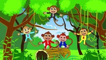 Beş Küçük Maymun | Five Little Monkeys Türkçe | Sevimli Dostlar | Adisebaba TV
