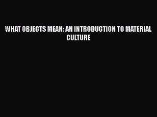 [PDF Download] WHAT OBJECTS MEAN: AN INTRODUCTION TO MATERIAL CULTURE [Read] Full Ebook