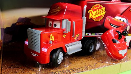 Disney Pixar Cars Remote Control Mack Truck Crashes Into RC U-Command Lightning McQueen