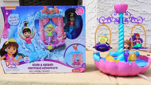 MERMAIDS! Dora & Friends Color Change Doll + Little Mermaid Ariel Floating Fountain Pool &