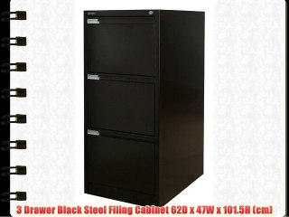 3 Drawer Black Steel Filing Cabinet 62D x 47W x 101.5H (cm)