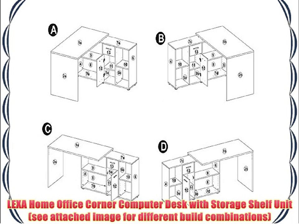 LEXA Corner Home Office Computer Desk Finished in Black(4 different build combinations)