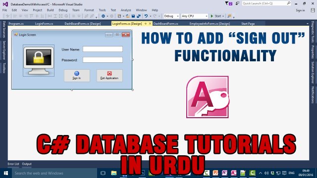P(6) - C# Access Database Tutorials In Urdu - Sign Out Functionality