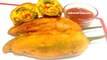 Corn Stuffed Green Chilli Pakora-Green Chilli Fritters-Corn Stuffed Mirchi Bhajji Recipe