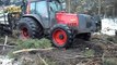 Valtra forestry tractor in wet forest, difficult conditions