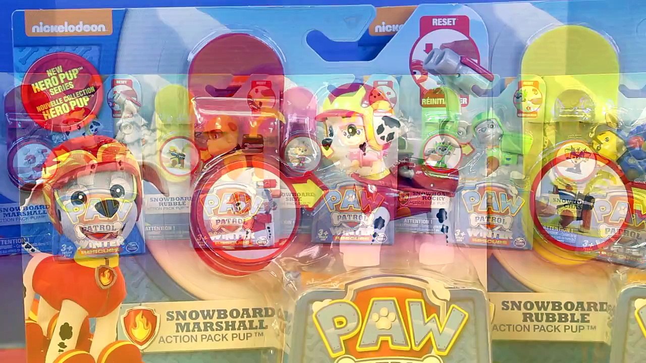 Paw Patrol Winter Rescue Snowboard Marshall Rubble Skye Rocky And Chase Play In The Snow