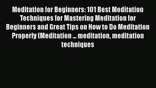 Download Meditation for Beginners: 101 Best Meditation Techniques for Mastering Meditation