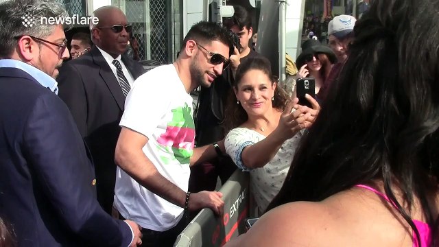 Amir Khan signs autographs for fans in LA