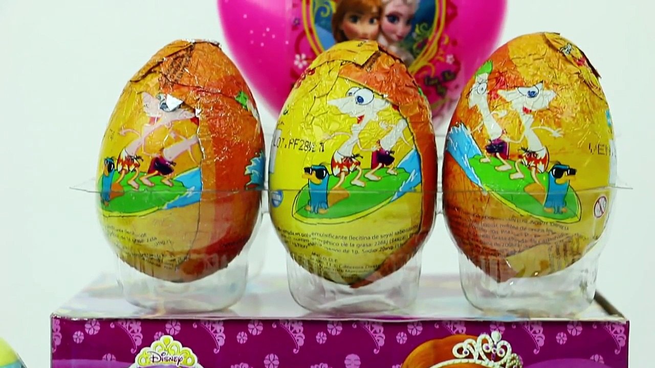 Frozen Surprise Heart & Sofia The First Phineas & Ferb Surprise Eggs. DisneyToysFan.