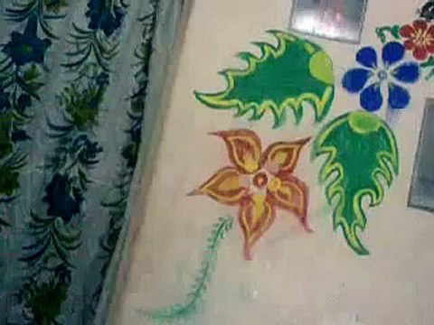 Very beautiful painting on the wall of my bedroom with my photos