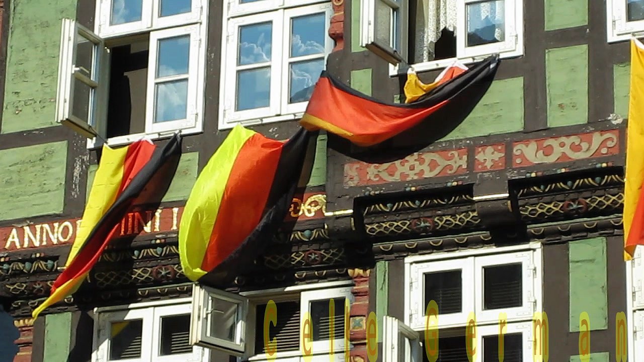 Flags On House In Celle Germany