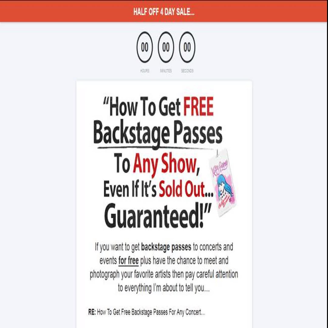 Backstage Passes For Any Concert How To Get A Free Backstage Video Dailymotion