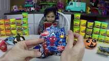 HALLOWEEN PLAYDOH SURPRISE EGGS PUMPKIN FACES Surprises Spider-Man Batman SpongeBob Disney Cars Toys