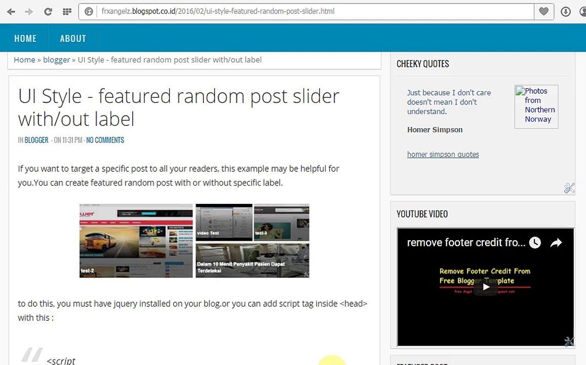 UI style widget random post blogger with specific label