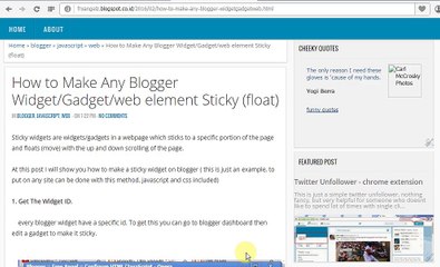 how to make web element sticky (float)