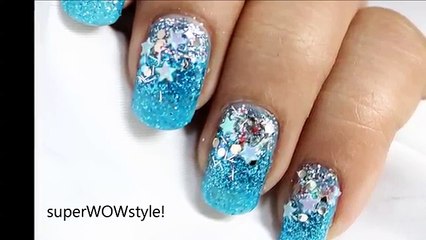 Glitter Winter Nails ❉   DIY Elsa Frozen Nail Art