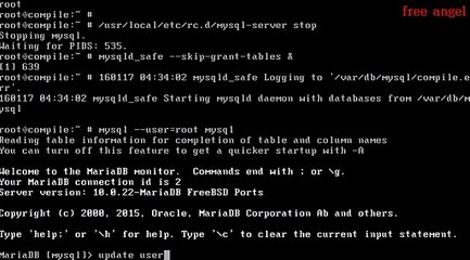 mysql reset password linux freebsd