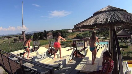 Loosing the Race on The Water Slide at Acqua Village Cecina