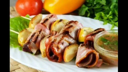 Шашлык из куриного филе и бекона