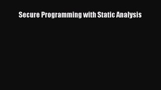 Read Secure Programming with Static Analysis Ebook Free