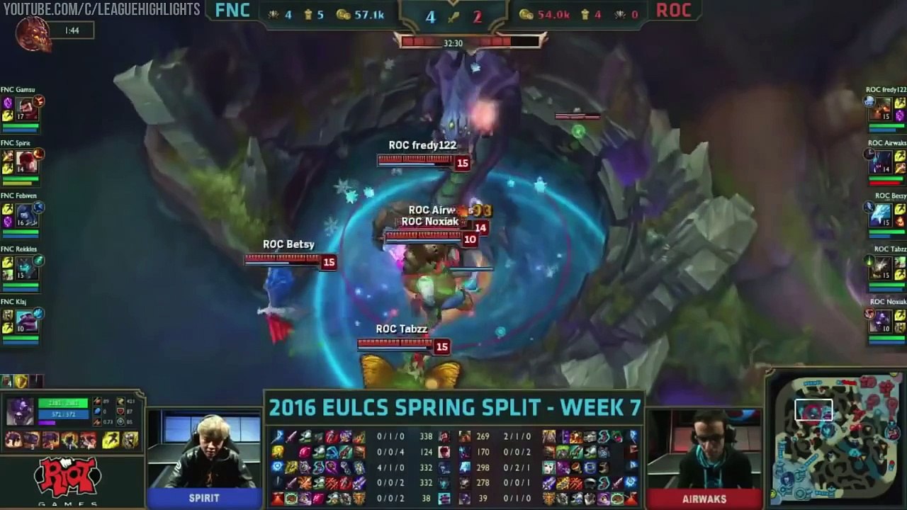 [EU LCS] Baron steal, Quadra Kill, Ace - Insane Baron fight from FNC vs ROC
