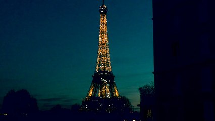 The Eiffel Tower glitters in the Paris night sky, seen from the Palais de Tokyo after #RickOwens, now it's time to head off to the Lanvin show.