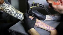 TATTOOING CLOSE UP (Slow Motion) Tattoo needle are working incredible