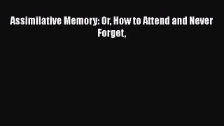 Read Assimilative Memory: Or How to Attend and Never Forget Ebook Free