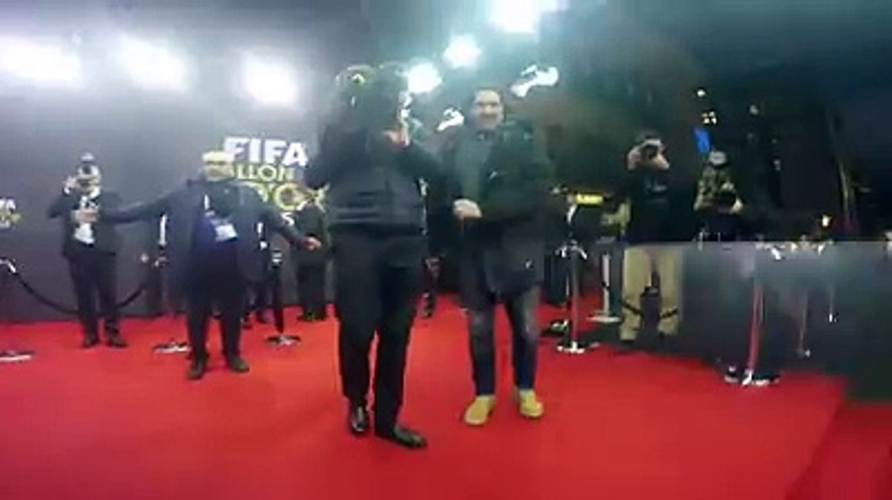 FIFA Women's World Cup winner Carli Lloyd as she films her arrival at the FIFA Ballon d'Or red carpet 2015/2016