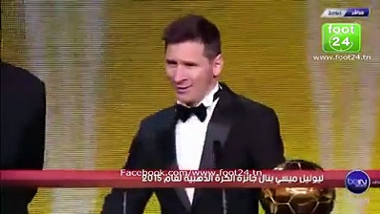 اليوم بلفيدو لحظة الإعلان عن فوز ليونيل ميسي بالكرة الذهبية لسنة 2015 شاهدوا ردة فعل كريستيانو