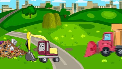 Backhoe Excavator | Kids Show Construction Vehicles on Job Site | Animation Cartoon