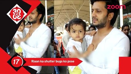 Riteish Deshmukh's son, Riaan poses for shutterbugs _ Bollywood News